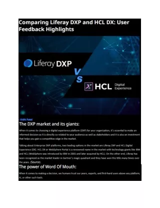 Comparing Liferay DXP and HCL DX- User Feedback Highlights