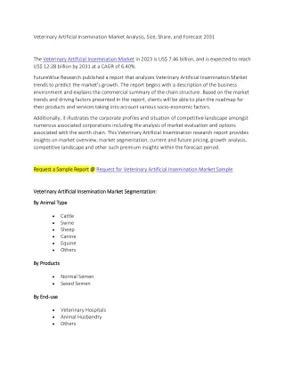 Veterinary Artificial Insemination Market Analysis, Size, Share, and Forecast 20