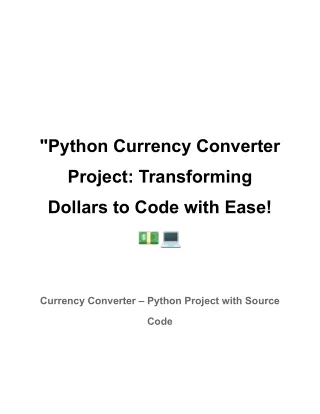 Currency Converter – Python Project with Source Code