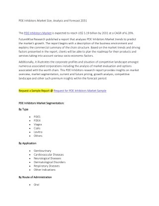 PDE Inhibitors Market Size, Analysis and Forecast 2031