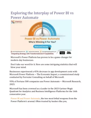 Exploring the Interplay of Power BI vs Power Automate