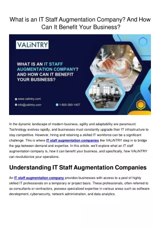 What is an IT Staff Augmentation Company? And How Can It Benefit Your Business?