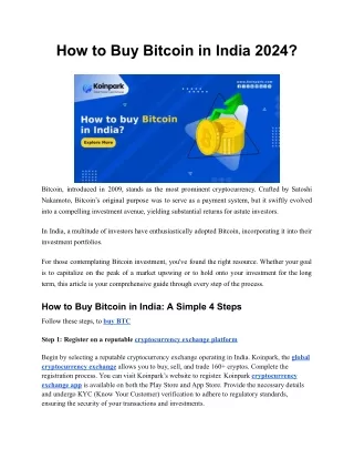 How to Buy Bitcoin in India