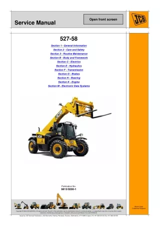 JCB 527-58 TELESCOPIC HANDLER Service Repair Manual SN（1473000-1473999）