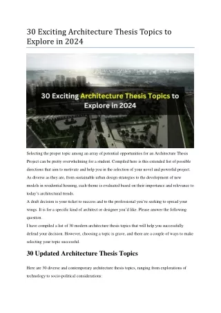 30 Exciting Architecture Thesis Topics to Explore in 2024