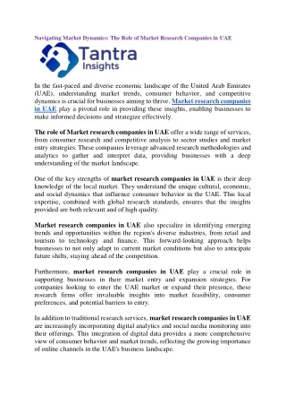 Navigating Market Dynamics: The Role of Market Research Companies in UAE