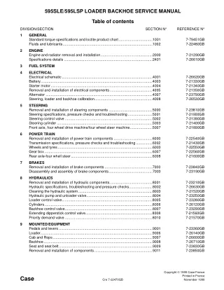 CASE 595LSP Loader Backhoe Service Repair Manual