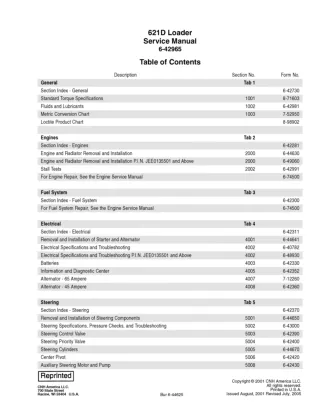 CASE 621D Wheel Loader Service Repair Manual