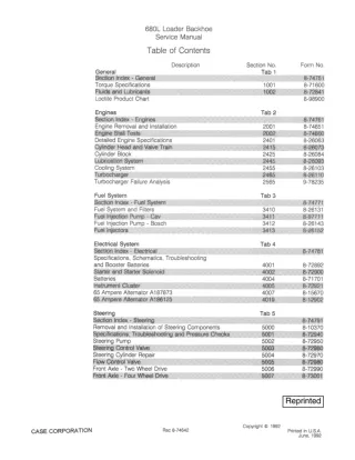 CASE 680L Loader Backhoe Service Repair Manual