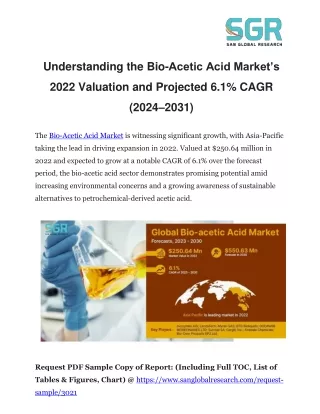 Understanding the Bio-Acetic Acid Market’s 2022 Valuation and Projected 6.1% CAG