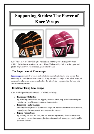 Supporting Strides The Power of Knee Wraps