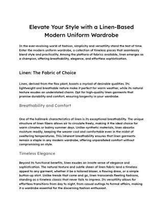 Elevate Your Style with a Linen-Based Modern Uniform Wardrobe