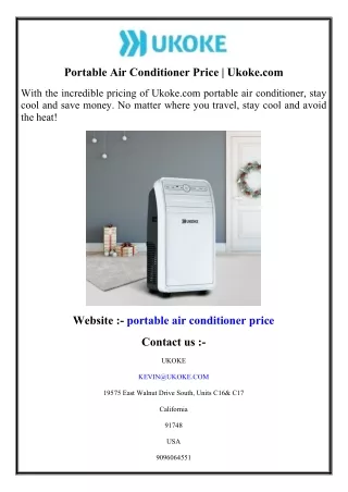 Portable Air Conditioner Price  Ukoke