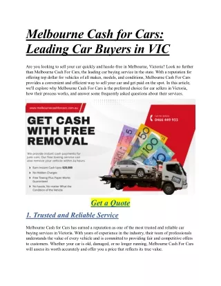 Melbourne Cash for Cars