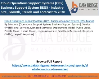 Cloud Operations Support Systems (OSS) Business Support System (BSS) Market – Industry Trends and Forecast to 2030