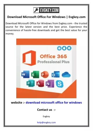 Download Microsoft Office For Windows  Evgkey.com