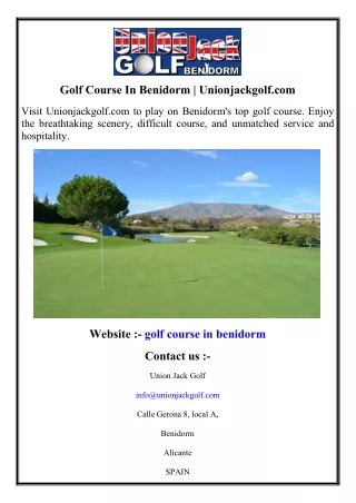 Golf Course In Benidorm  Unionjackgolf