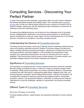 Consulting Services - Discovering Your Perfect Partner