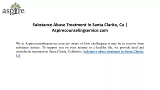 Substance Abuse Treatment In Santa Clarita, Ca Aspirecounselingservice.com