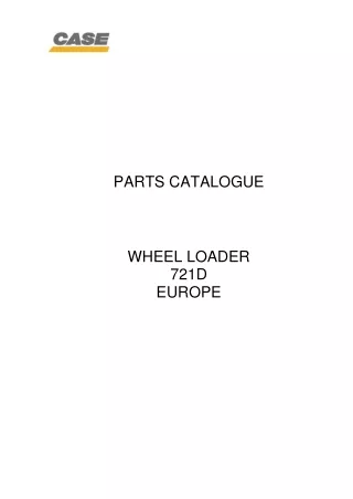 CASE 721D Europe Wheel Loader Parts Catalogue Manual