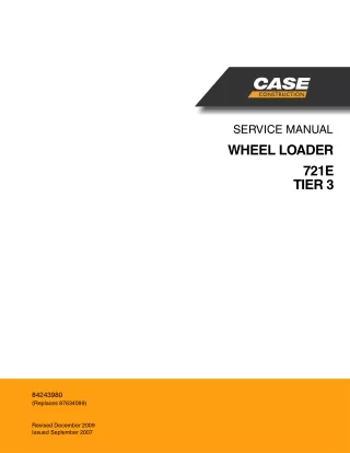 CASE 721E TIER 3 WHEEL LOADER Service Repair Manual