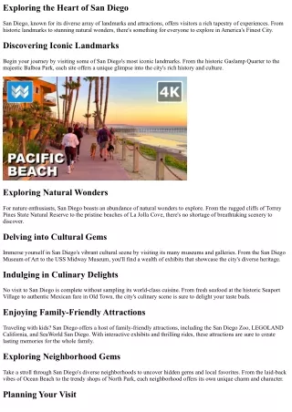 Unearthing San Diego's Secret Jewels: Your Guide to San Diego's Hidden Discoveri