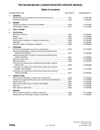 CASE 750 BACKHOE LOADER Service Repair Manual