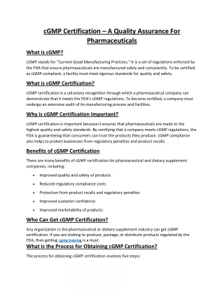 cGMP training