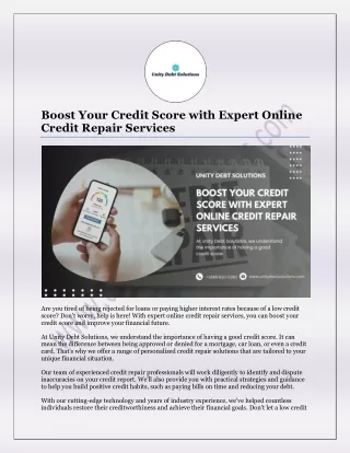 Boost Your Credit Score with Expert Online Credit Repair Services