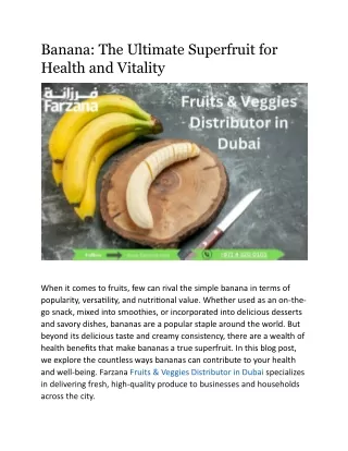 Banana The Ultimate Superfruit for Health and Vitality