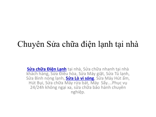 Chuyên Sửa chữa điện lạnh tại nhà