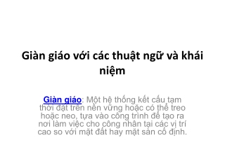 Giàn giáo với các thuật ngữ và khái niệm