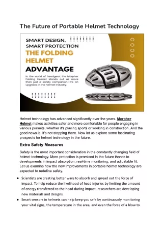 Revolutionizing Safety The Future of Portable Morpher Helmet Technology