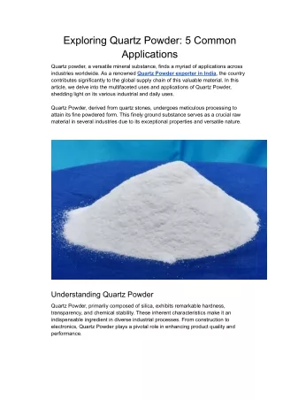 Exploring Quartz Powder_ 5 Common Applications