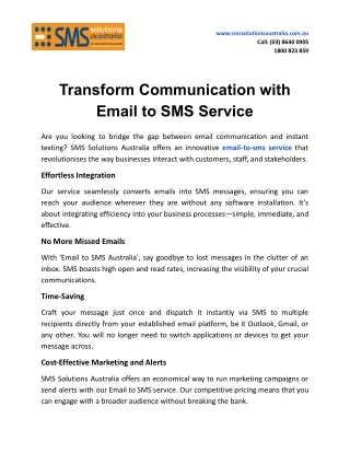 Transform Communication with Email to SMS Service