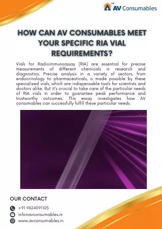 How Can AV Consumables Meet Your Specific RIA Vial Requirements?