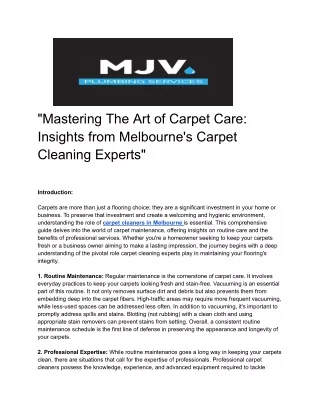 _Mastering the Art of Carpet Care_ Insights from Melbourne's Carpet Cleaning Experts_