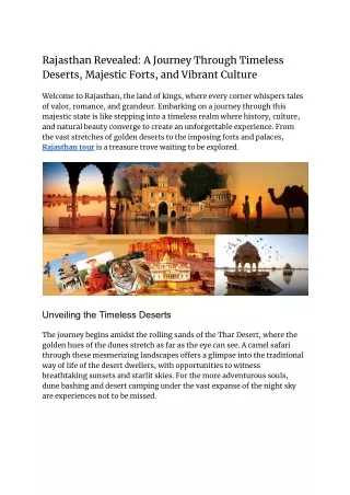 Rajasthan Revealed_ A Journey Through Timeless Deserts, Majestic Forts, and Vibrant Culture