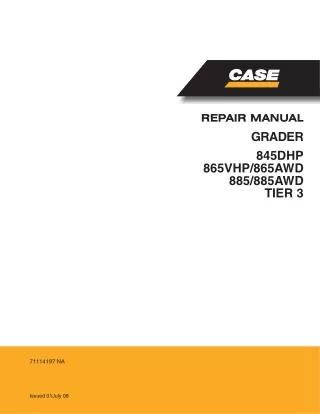 CASE 885 TIER 3 Motor Grader Service Repair Manual