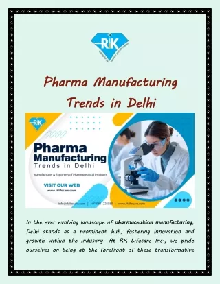 Pharma Manufacturing Trends in Delhi