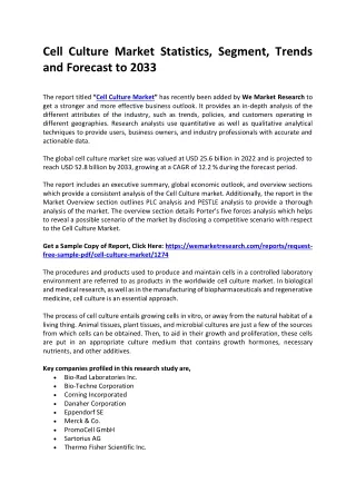 Cell Culture Market Statistics