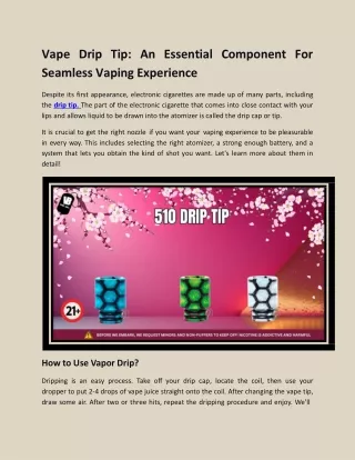 Vape Drip Tip: An Essential Component For Seamless Vaping Experience