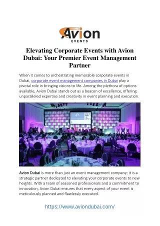 Elevate Your Corporate Events with Expert Management in Dubai