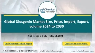 Global Diosgenin Market Size, Price, Import, Export, volume 2024 to 2030