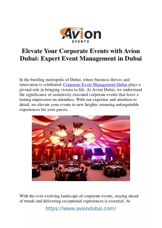 Elevate Your Corporate Events with Expert Management in Dubai