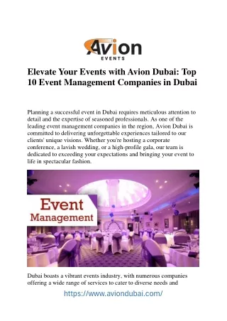 Top 10 Event Management Companies In Dubai