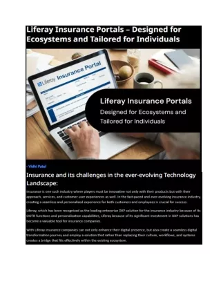 Liferay Insurance Portals – Designed for Ecosystems and Tailored for Individuals