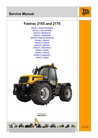 JCB 2155 FASTRAC Service Repair Manual SN：00742003-00742999