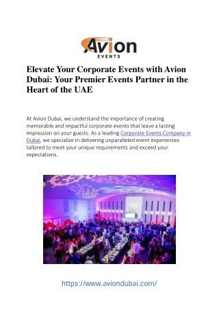 Premier Corporate Events Company in Dubai