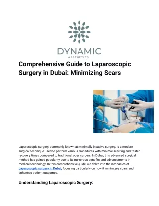 Comprehensive Guide to Laparoscopic Surgery in Dubai: Minimizing Scars